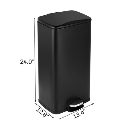 Innovaze Innovaze 8 Gal./30 Liter Rectangular step-on Trash Can for kitchen, Matt Black