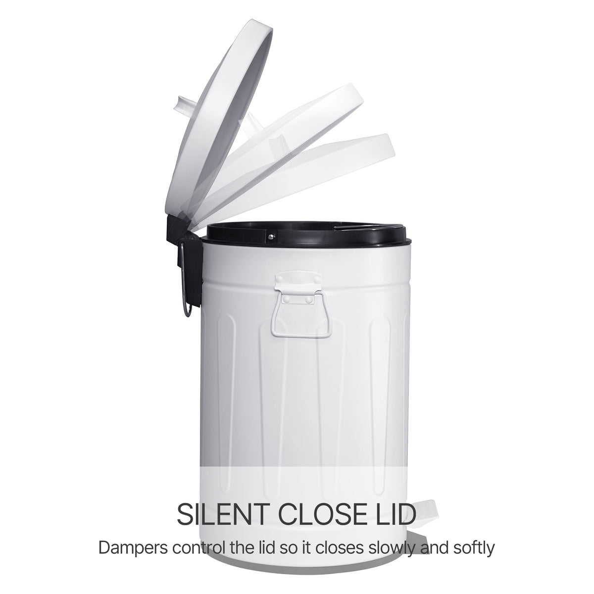 Innovaze 3.2 Gallon and 0.8 Gallon Round Bathroom and Office White Metal Step Trash Can Set