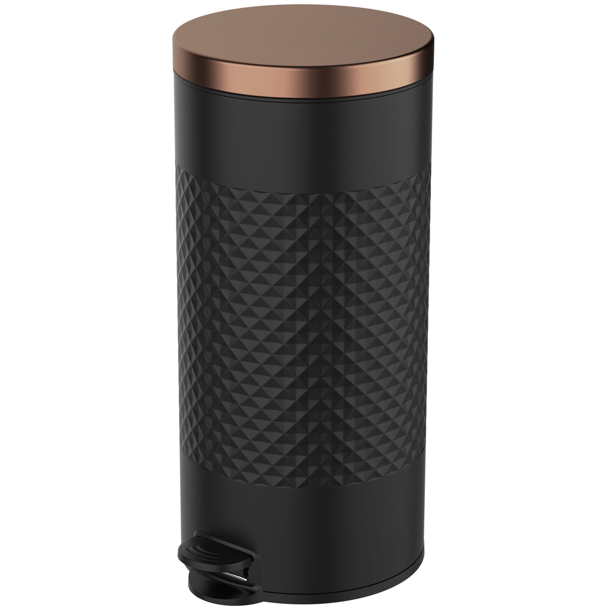 Innovaze 8 gal./30 Liter Carbon Steel Round Step-on Trash Can with Diamond Body for Kitchen, Black