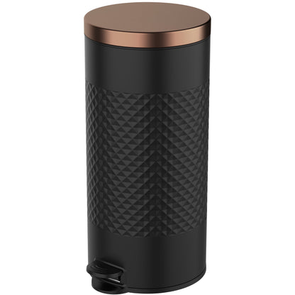 Innovaze 8 gal./30 Liter Carbon Steel Round Step-on Trash Can with Diamond Body for Kitchen, Black