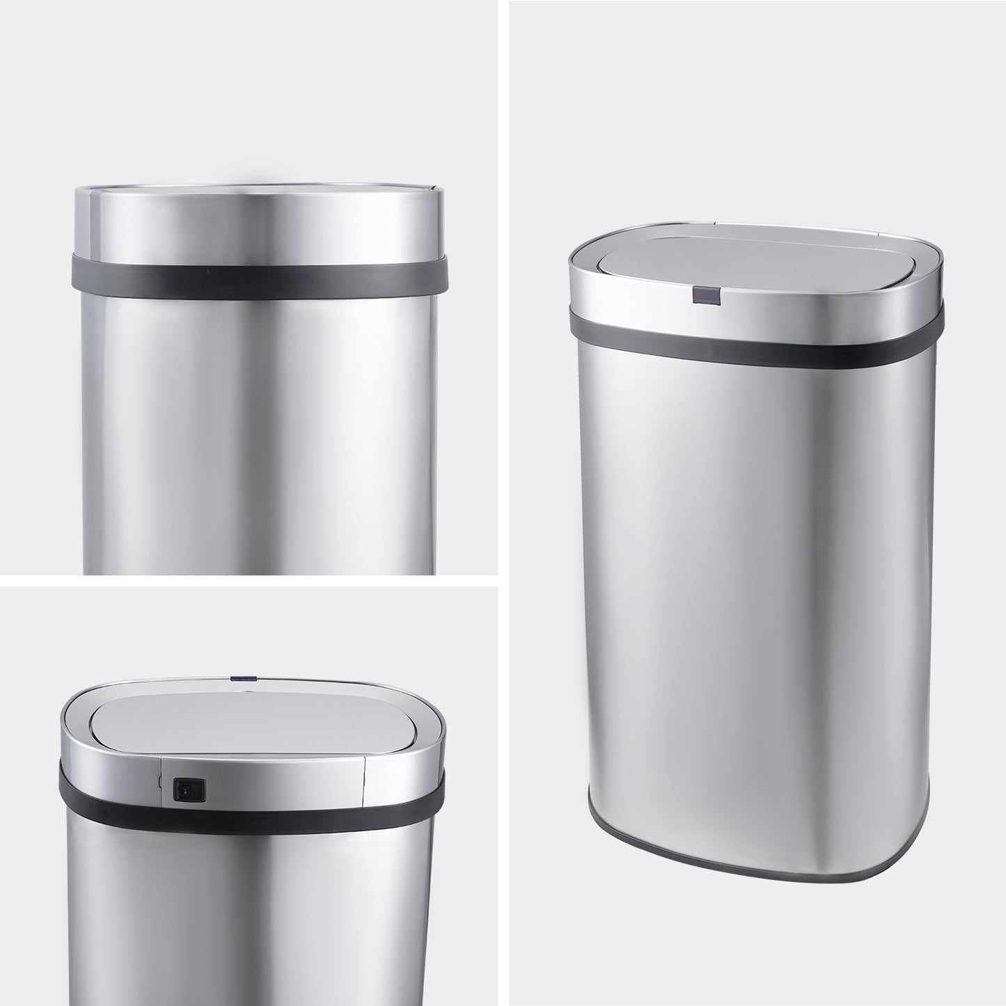 Innovaze 18 Gal. Touchless Motion Sensor Stainless Steel Kitchen Trash Can, Oval Design, Includes 26 Trash Bags, Silver