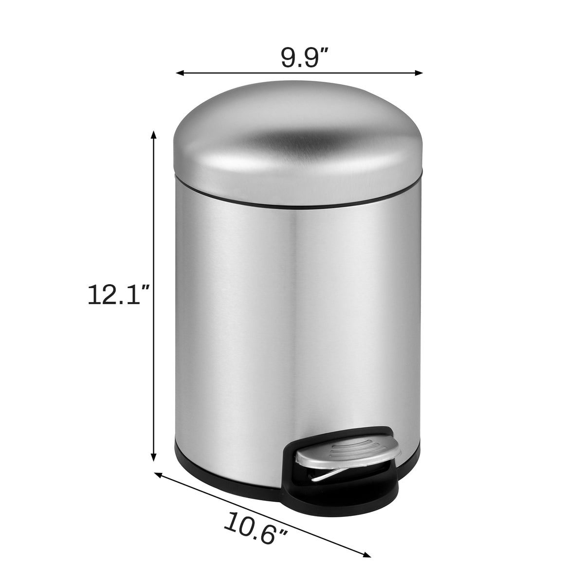 Innovaze 1.3 Gallon/5L Trash Can, Stainless Steel Bathroom Step-on Wastebasket with Lid