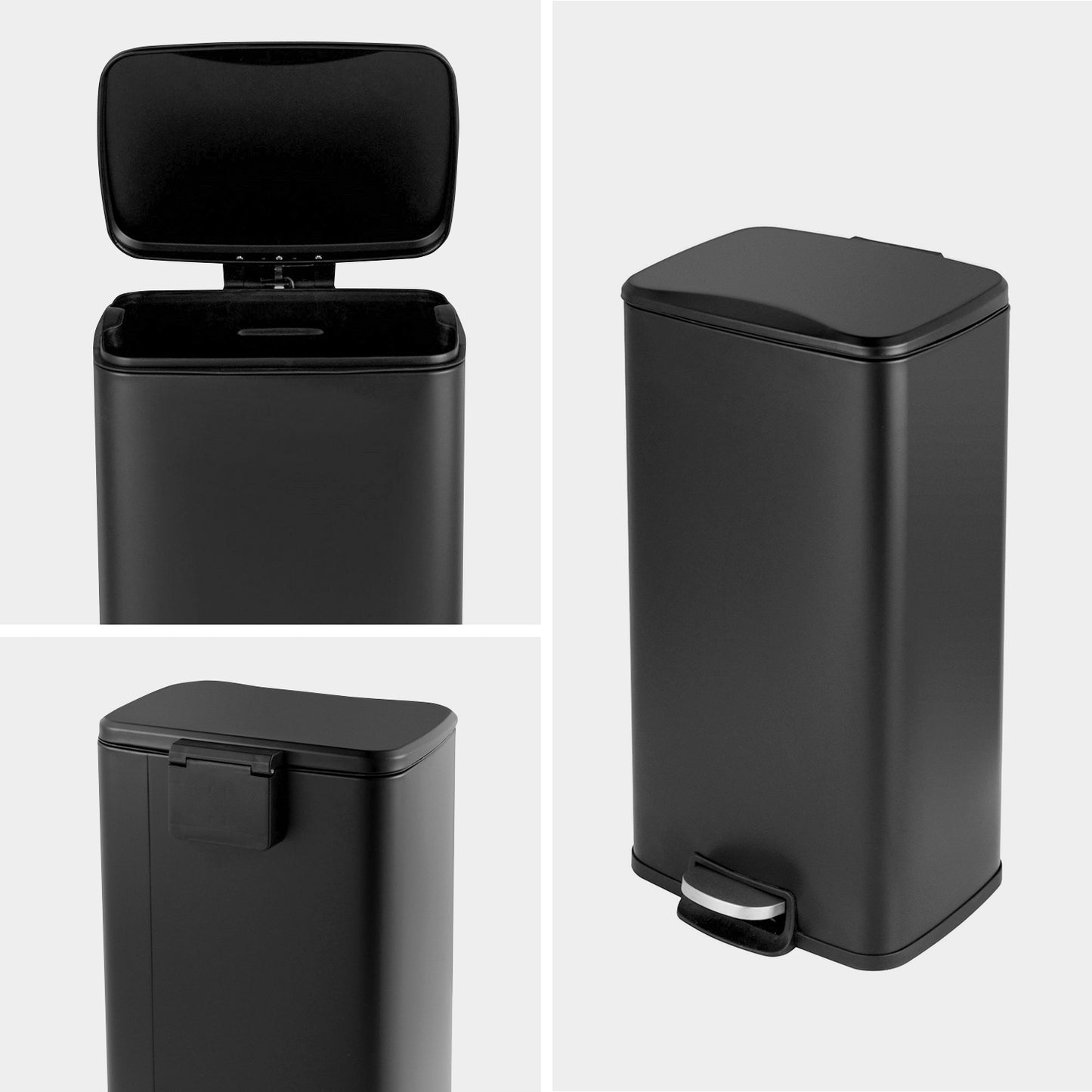 Innovaze Innovaze 8 Gal./30 Liter Rectangular step-on Trash Can for kitchen, Matt Black