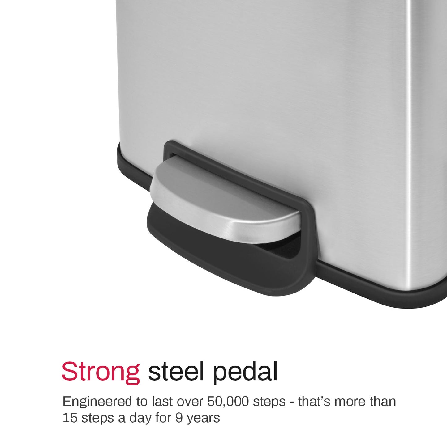 Innovaze 8 Gallon/30 Liter Rectangular Stainless Steel Step-on Trash Can for Kitchen office, Silver