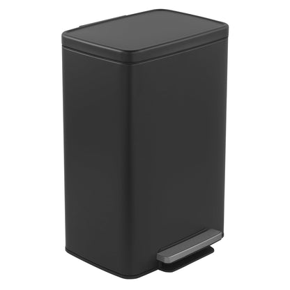 Innovaze 13 Gallon/50 Liter Rectangular Stainless Steel Step-on Trash Can for Kitchen, Matte Black