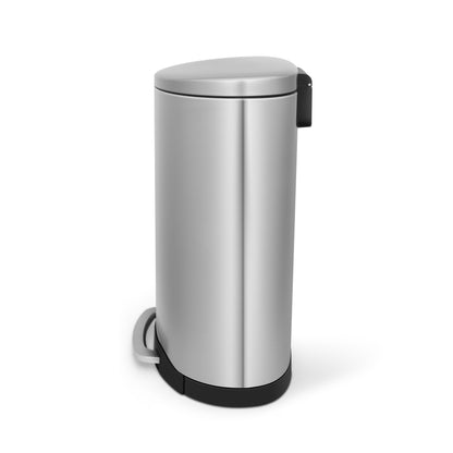 Innovaze 10.6 Gallon/40 Liter Stainless Steel Step Trash Can, Space-Saving Semi-Round Kitchen Trash Can, Silver