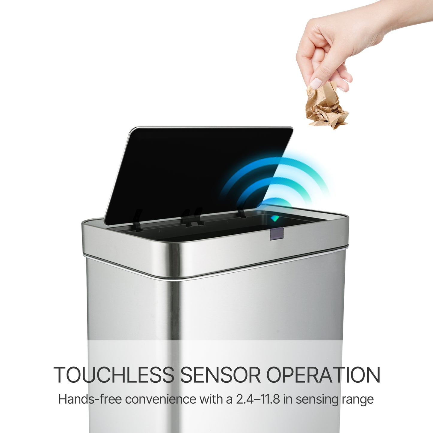 Innovaze 21 Gallon / 80 Liter Stainless Steel Touchless Motion Sensor Trash Can for Kitchen, Silver