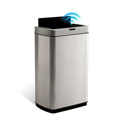 Innovaze 13 Gallon Stainless Steel Motion Sensor Trash Can with Butterfly Lid for Kitchen, Includes 26 Trash Bags, Silver