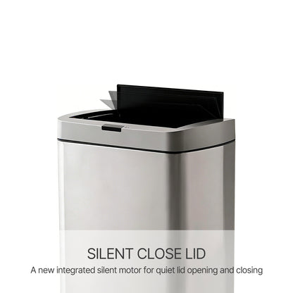 Innovaze 13 Gallon Stainless Steel Motion Sensor Trash Can with Butterfly Lid for Kitchen, Includes 26 Trash Bags, Silver