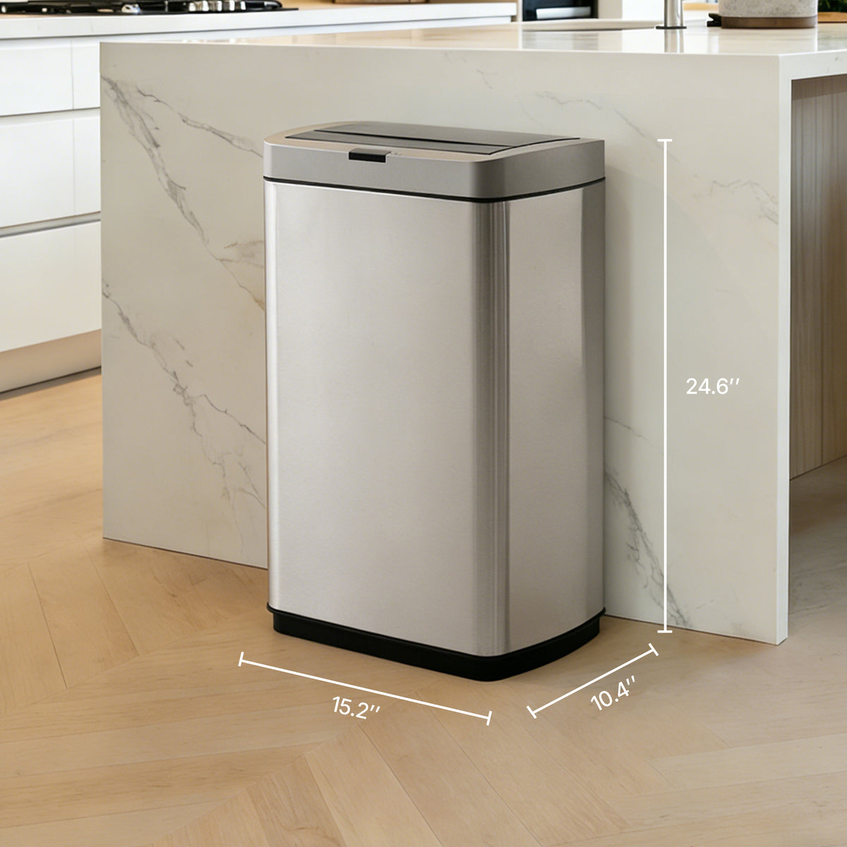 Innovaze 13 Gallon Stainless Steel Motion Sensor Trash Can with Butterfly Lid for Kitchen, Includes 26 Trash Bags, Silver