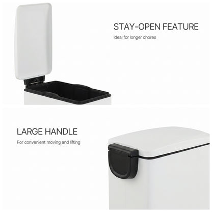 Innovaze 11.9 Gal./ 45 Liter Slim Stainless-Steel-Made Step-on kitchen Trash Can (Matt White)