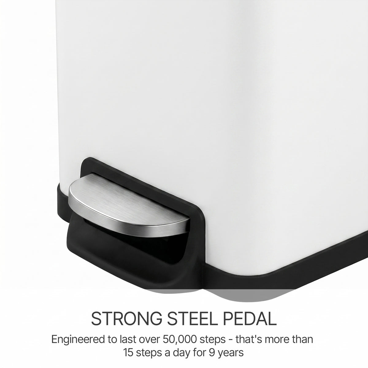 Innovaze 11.9 Gal./ 45 Liter Slim Stainless-Steel-Made Step-on kitchen Trash Can (Matt White)