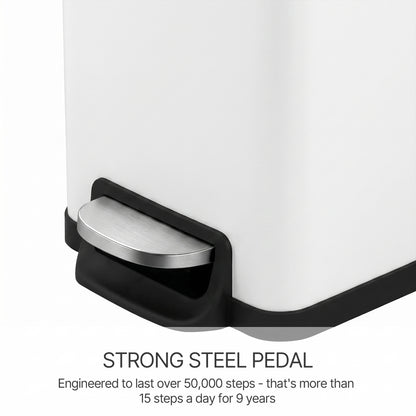 Innovaze 11.9 Gal./ 45 Liter Slim Stainless-Steel-Made Step-on kitchen Trash Can (Matt White)