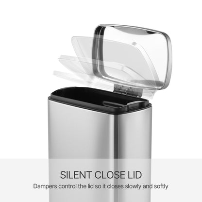 Innovaze 1.3 gal./5 Liter Stainless Steel Rectangular Trash Can, Step-on Trash Can for Bathroom, Bedroom and Office, Silver