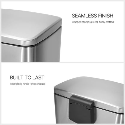 Innovaze 13 Gallon/50 Liter Trash Can, Stainless Steel Step on Garbage Can for Kitchen, Silver