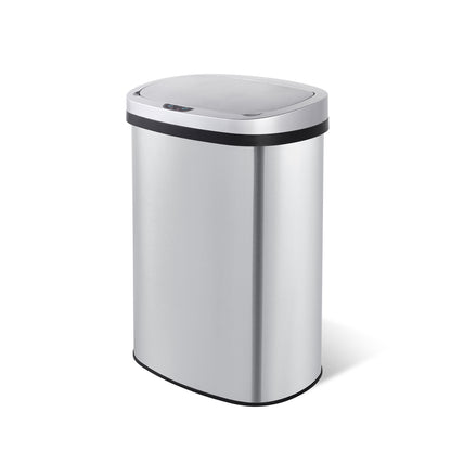 Innovaze 13.2 Gallon Motion Sensor Trash Can, Stainless Steel Oval Kitchen Garbage Can, Silver