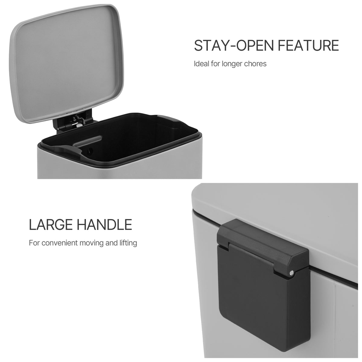 Innovaze 5.3 Gallon/20 Liter Rectangular Stainless Steel step-on Trash Can for bathroom, bedroom, office, Matte Grey