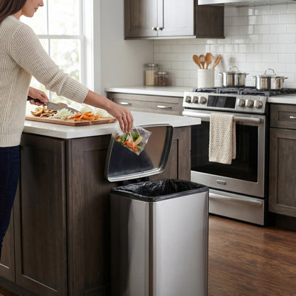 Innovaze 13 Gallon/50 Liter Rectangular Stainless Steel Step-on Trash Can for Kitchen