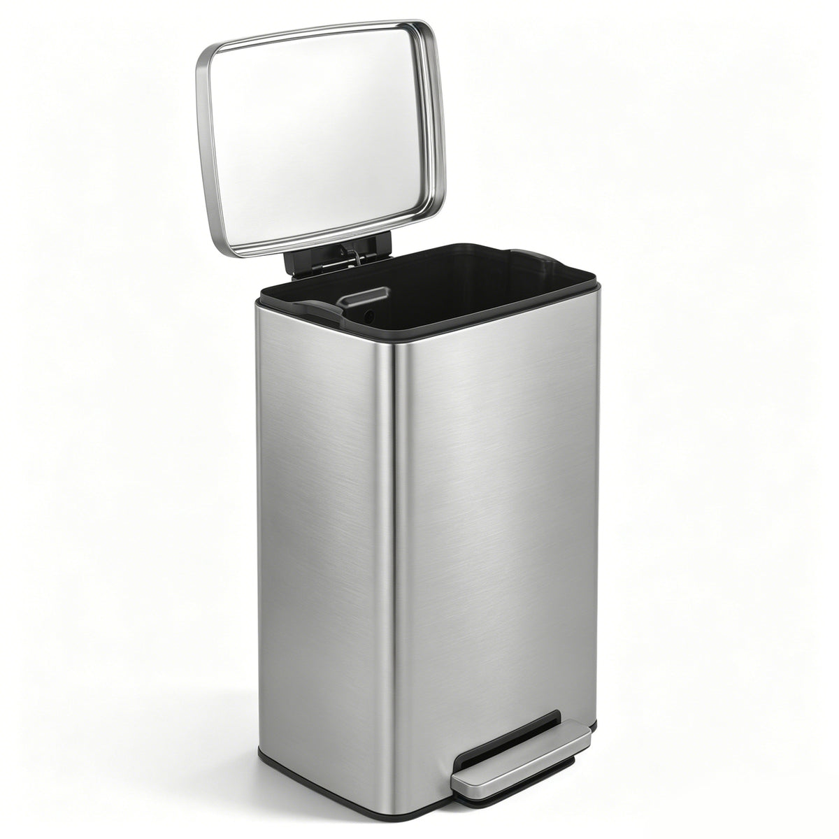 Innovaze 13 Gallon/50 Liter Rectangular Stainless Steel Step-on Trash Can for Kitchen