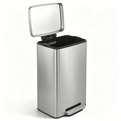 Innovaze 13 Gallon/50 Liter Rectangular Stainless Steel Step-on Trash Can for Kitchen