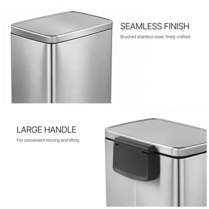 Innovaze 13 Gallon/50 Liter Rectangular Stainless Steel Step-on Trash Can for Kitchen