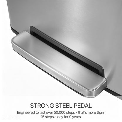 Innovaze 13 Gallon/50 Liter Rectangular Stainless Steel Step-on Trash Can for Kitchen