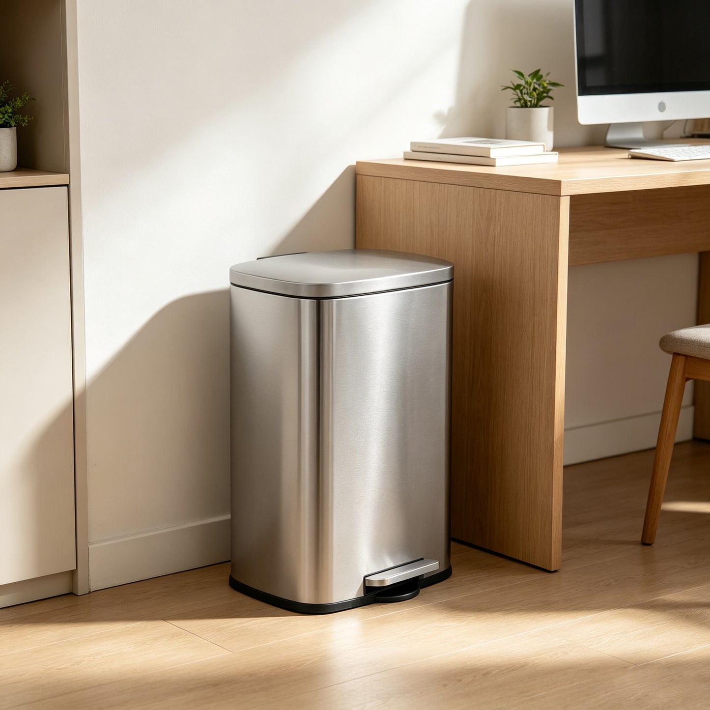 Innovaze 13 Gallon/50 Liter Oval Shape Stainless Steel Step-on Trash Can for Kitchen