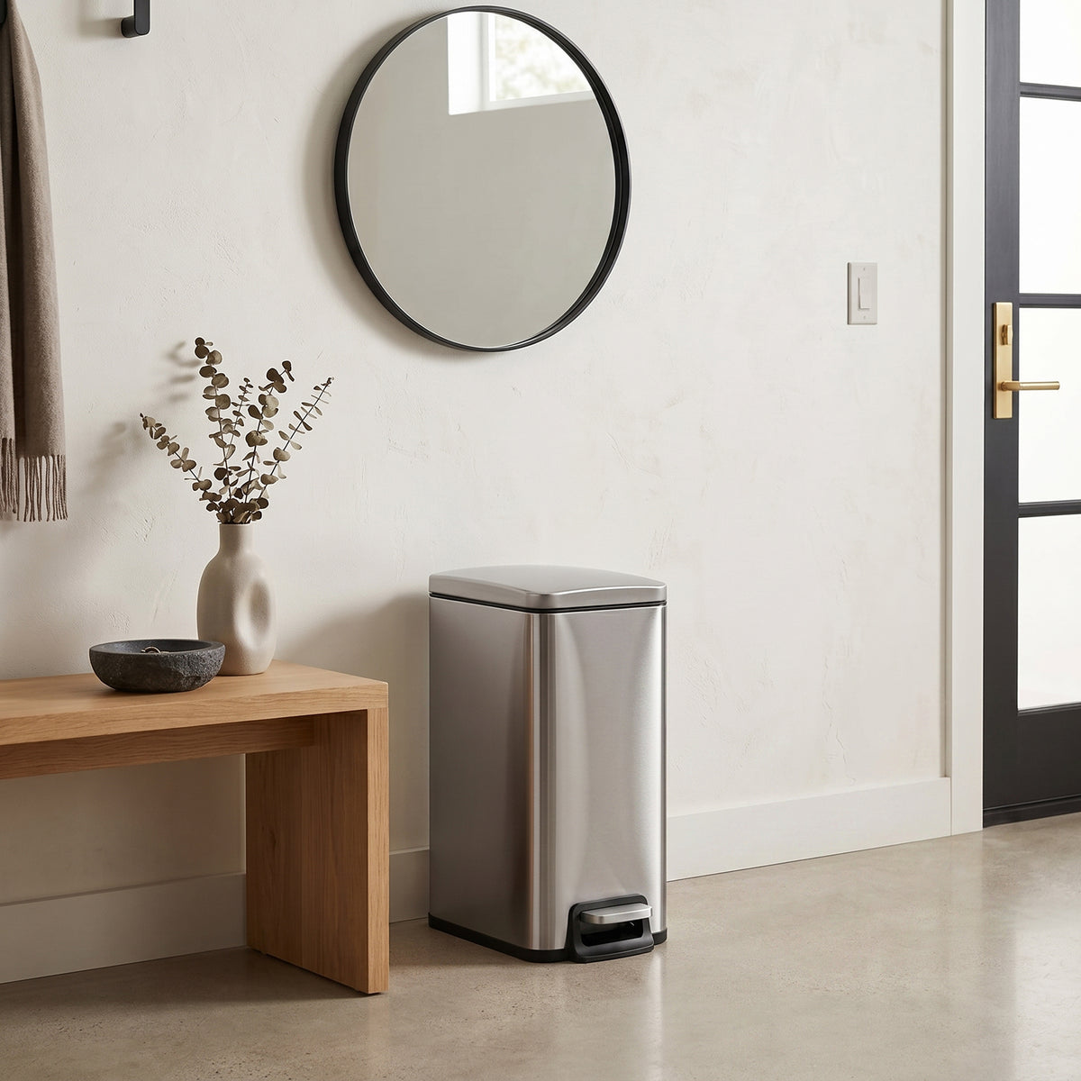 Innovaze Two 1.6 Gallon/6 Liter Rectangular Step-on Trash Can Set for Bathroom and Office