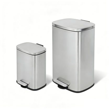 Innovaze 13 +2.1 Gal./50+8 Liter Oval Shape Stainless Steel Step-on Trash Can for Kitchen and Bathroom