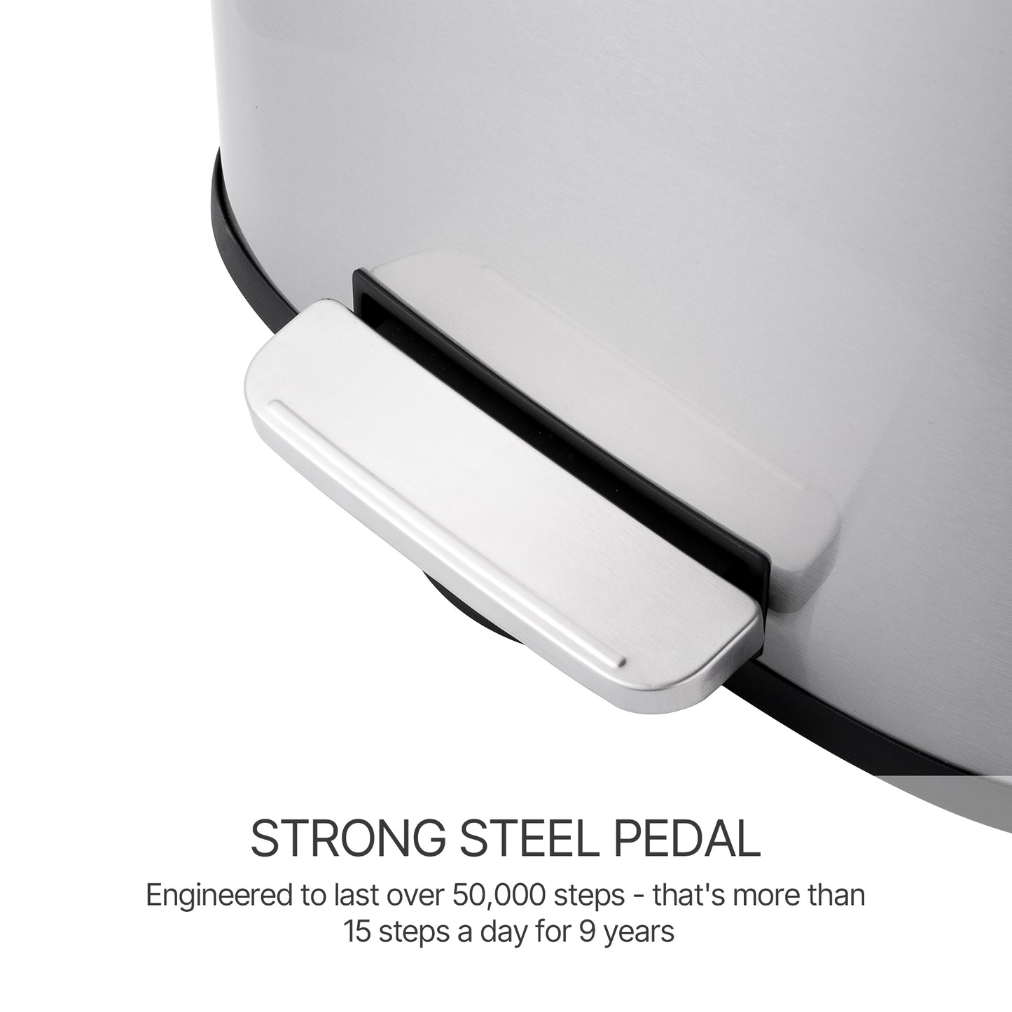 Innovaze 13 +2.1 Gal./50+8 Liter Oval Shape Stainless Steel Step-on Trash Can for Kitchen and Bathroom