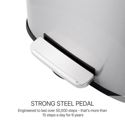 Innovaze 13 +2.1 Gal./50+8 Liter Oval Shape Stainless Steel Step-on Trash Can for Kitchen and Bathroom