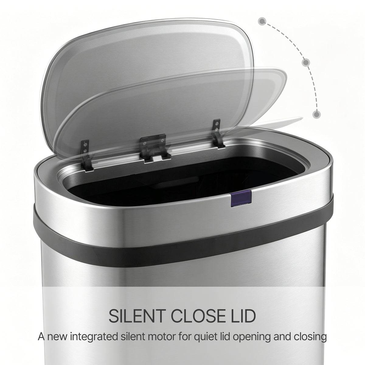Innovaze 16 Gal. Touchless Motion Sensor Stainless Steel Kitchen Trash Can, Oval Design, Includes 45 Trash Bags, Silver