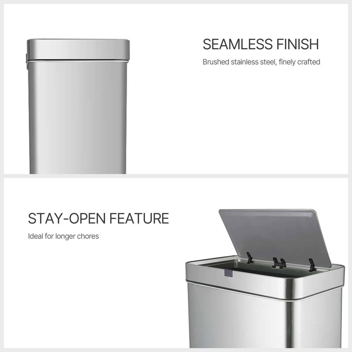 Innovaze 18 Gallon Stainless Steel Rectangular Motion Sensor Trash Can for Kitchen