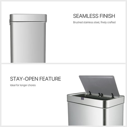 Innovaze 18 Gallon Stainless Steel Rectangular Motion Sensor Trash Can for Kitchen