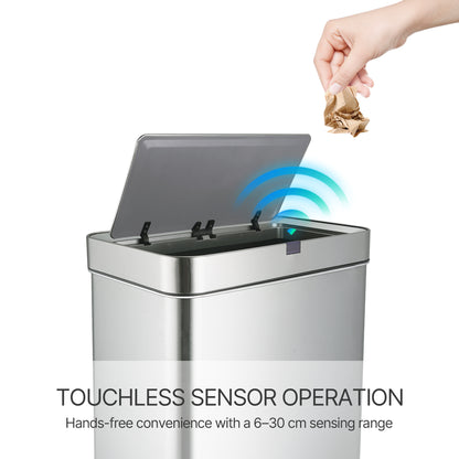Innovaze 18 Gallon Stainless Steel Rectangular Motion Sensor Trash Can for Kitchen