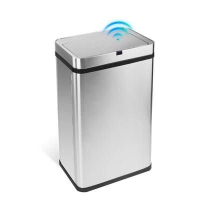 Innovaze 16 Gallon Stainless Steel Motion Sensor Trash Can with Removable and Portable Design, Silver
