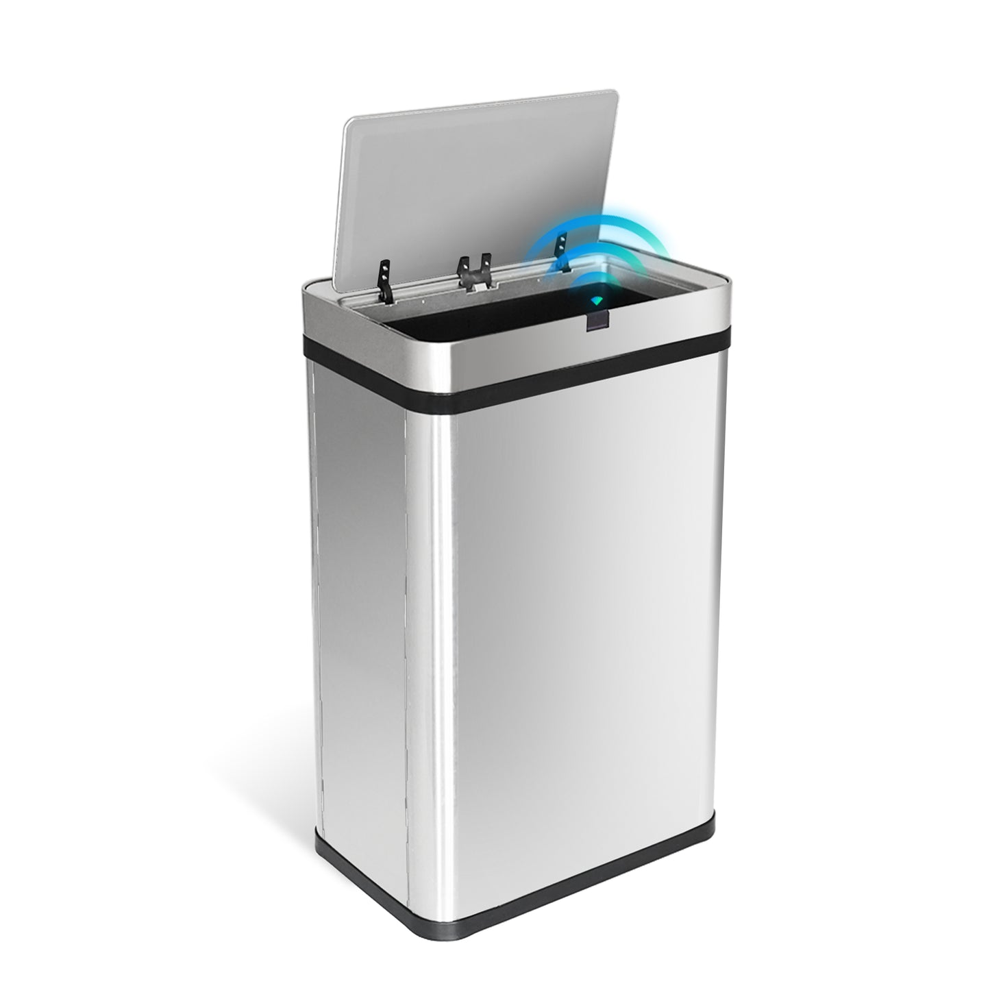Innovaze 16 Gallon Stainless Steel Motion Sensor Trash Can with Removable and Portable Design, Silver
