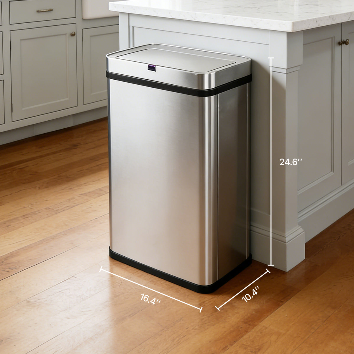 Innovaze 16 Gallon Stainless Steel Motion Sensor Trash Can with Removable and Portable Design, Silver