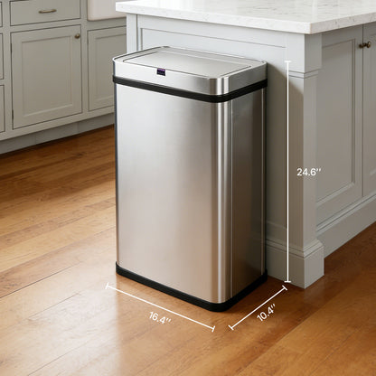 Innovaze 16 Gallon Stainless Steel Motion Sensor Trash Can with Removable and Portable Design, Silver