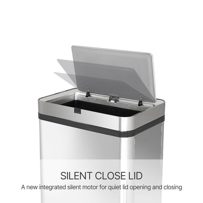 Innovaze 16 Gallon Stainless Steel Motion Sensor Trash Can with Removable and Portable Design, Silver