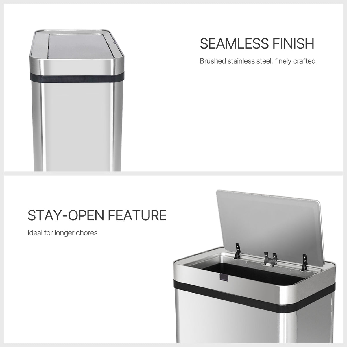 Innovaze 16 Gallon Stainless Steel Motion Sensor Trash Can with Removable and Portable Design, Silver