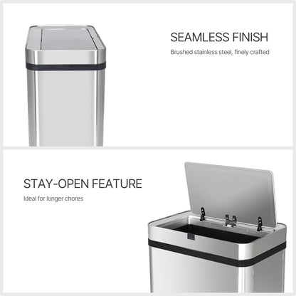 Innovaze 16 Gallon Stainless Steel Motion Sensor Trash Can with Removable and Portable Design, Silver