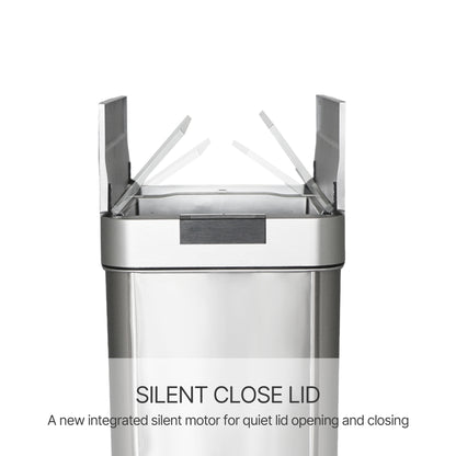 Innovaze 16 Gallon Stainless Steel Slim Motion Sensor Trash Can with Plastic Butterfly Lid, Includes 26 Trash Bags, Silver
