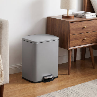 Innovaze 5.3 Gallon/20 Liter Rectangular Stainless Steel step-on Trash Can for bathroom, bedroom, office, Matte Grey