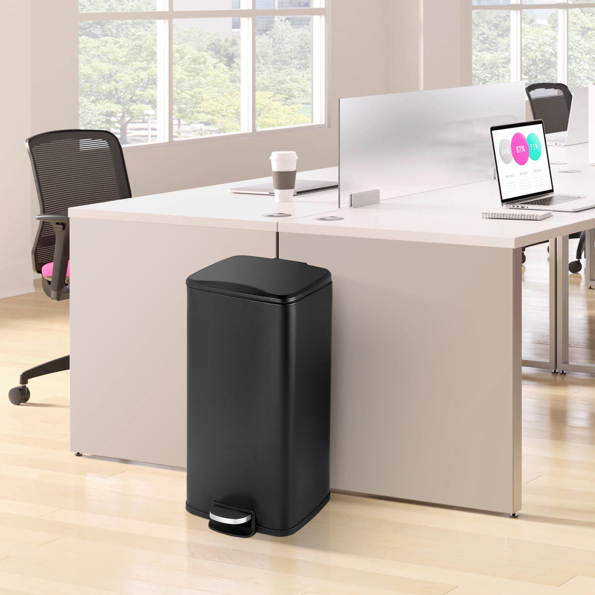Innovaze Innovaze 8 Gal./30 Liter Rectangular step-on Trash Can for kitchen, Matt Black